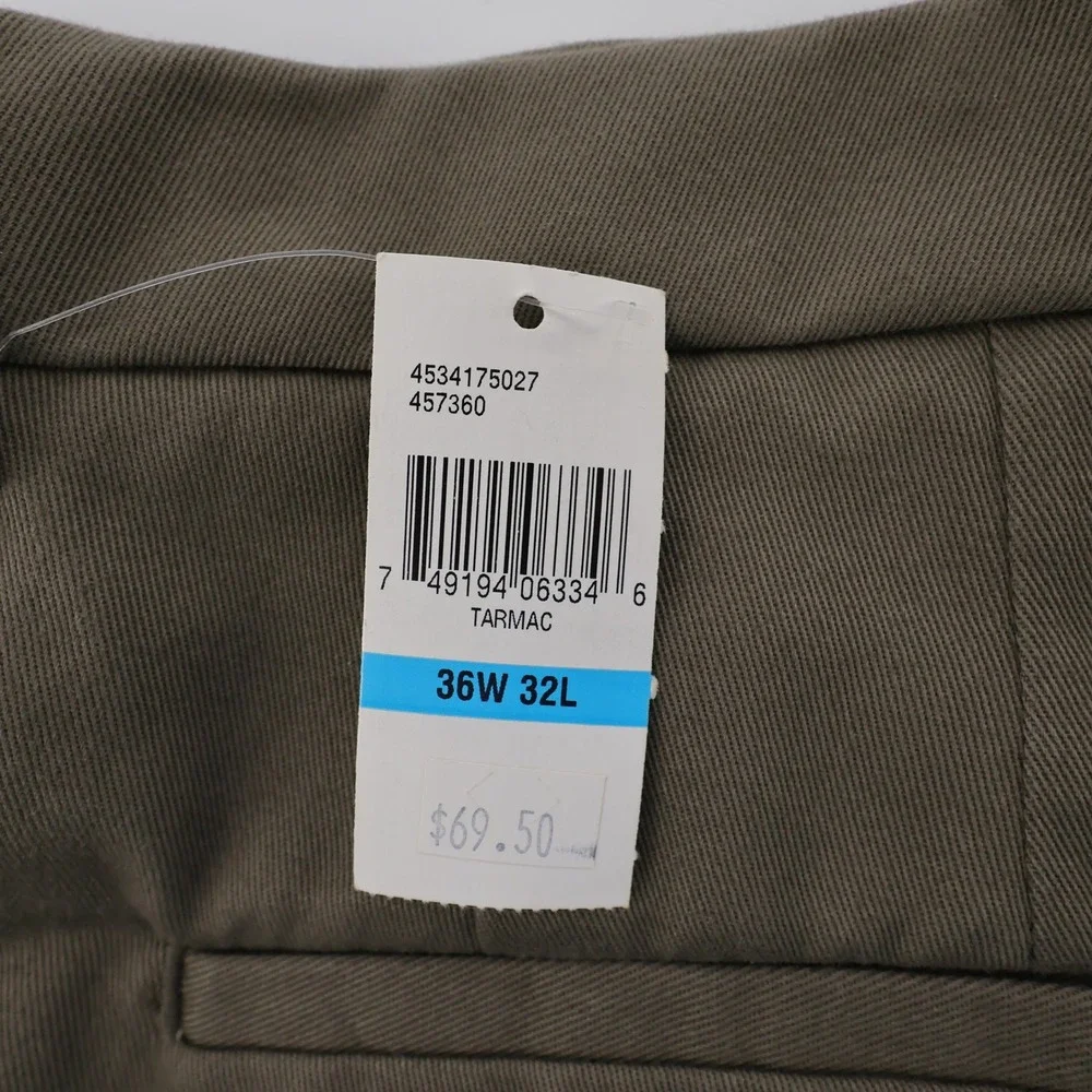 NEW‎ IZOD Madison SportFlex Flat Front Chino Pants Tarmac Mens 36x32